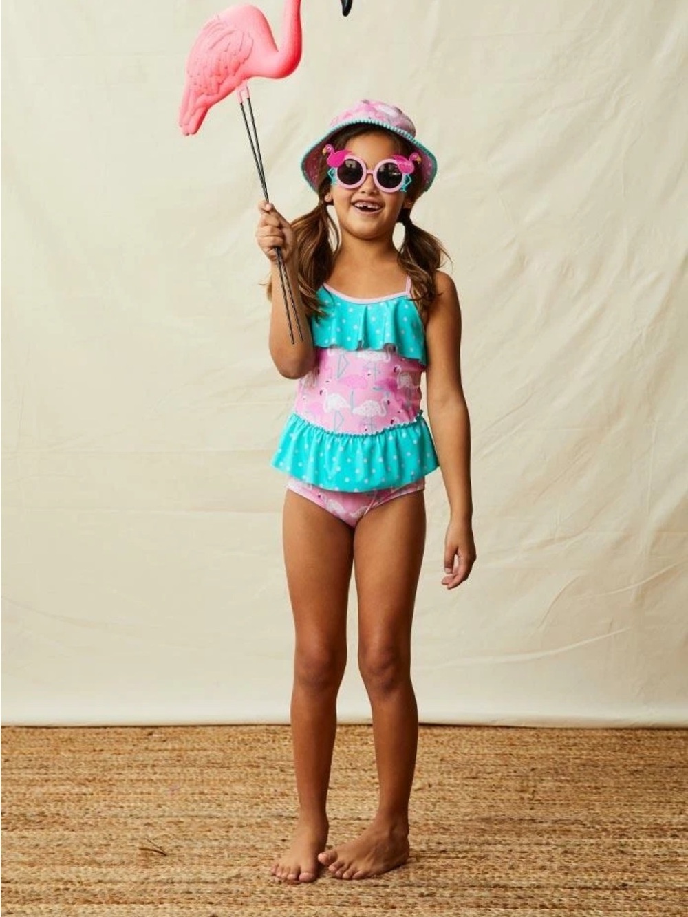 Matilda Jane Enchanted Garden Island Party flamingo One-Piece Swimsuit girls 12